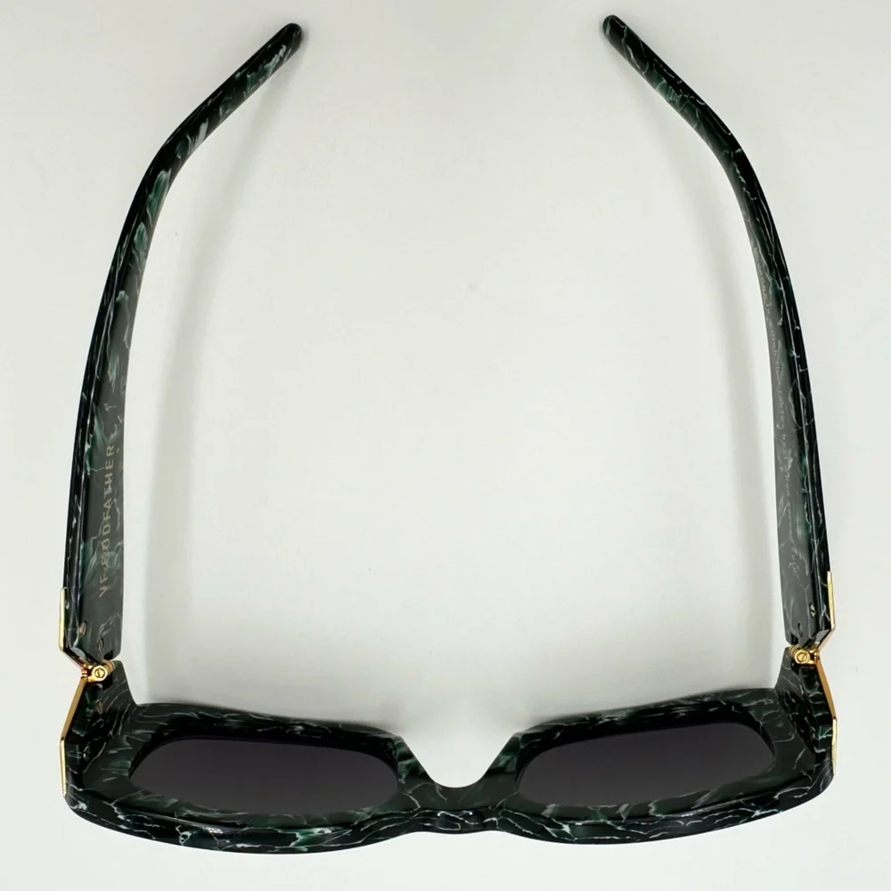 VINTAGE FRAMES COMPANY Vf Godfather Rectangle Sunglasses - Black/Green Marble